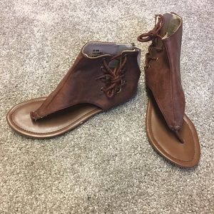 Brown faux-leather sandals